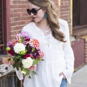 Poet Lace-Up Front Blouse